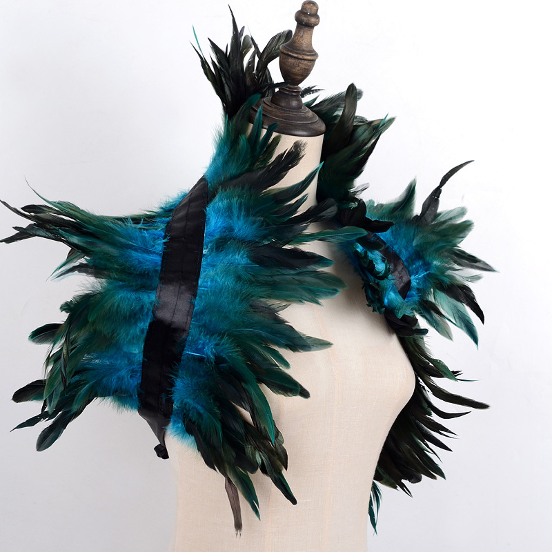 Uniszex tollas sál - Vintage stílus, Monokróm minta, Egyszerű szövés, Hosszított alak