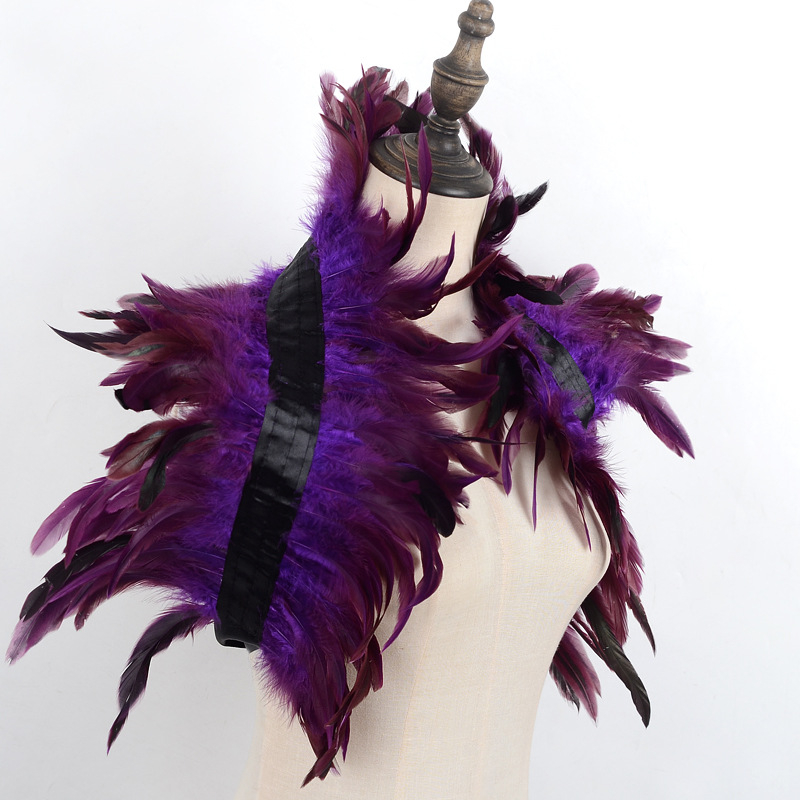 Uniszex tollas sál - Vintage stílus, Monokróm minta, Egyszerű szövés, Hosszított alak