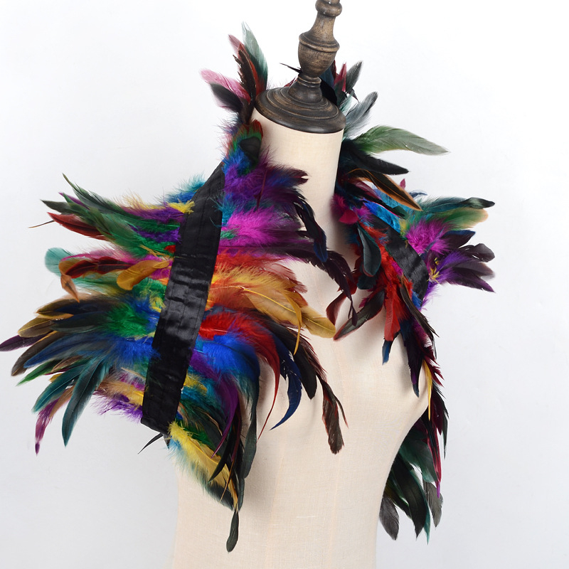 Uniszex tollas sál - Vintage stílus, Monokróm minta, Egyszerű szövés, Hosszított alak