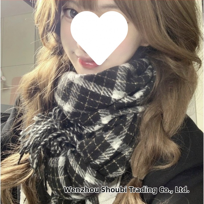 Šalle ar rakstainu rakstu, korejiešu stilā, ziemas, bieza