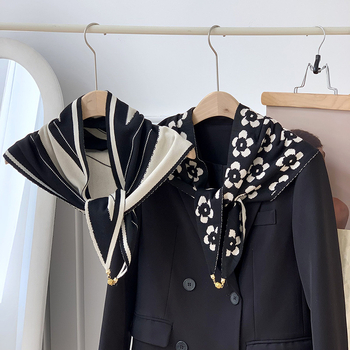 Триъгълен шал с леопардов принт, полиестер, поддържа топло за зима и пролет.