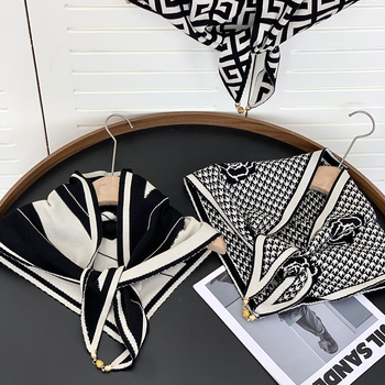 Триъгълен шал с леопардов принт, полиестер, поддържа топло за зима и пролет.