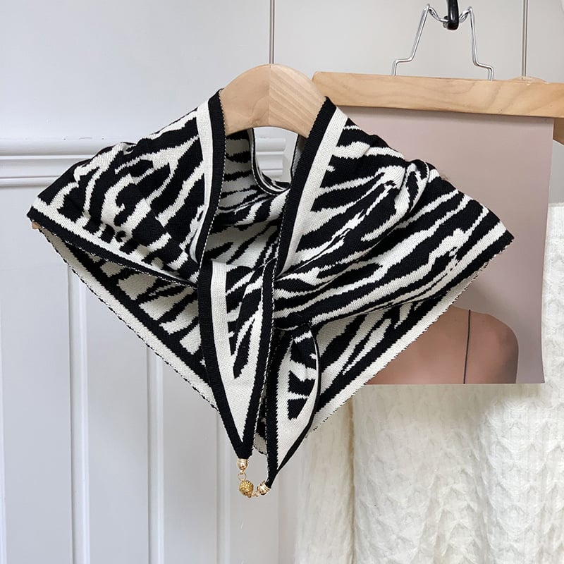 Триъгълен шал с леопардов принт, полиестер, поддържа топло за зима и пролет.