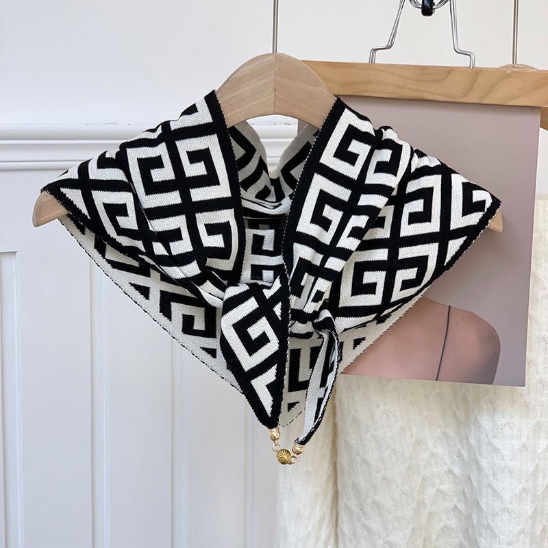 Триъгълен шал с леопардов принт, полиестер, поддържа топло за зима и пролет.