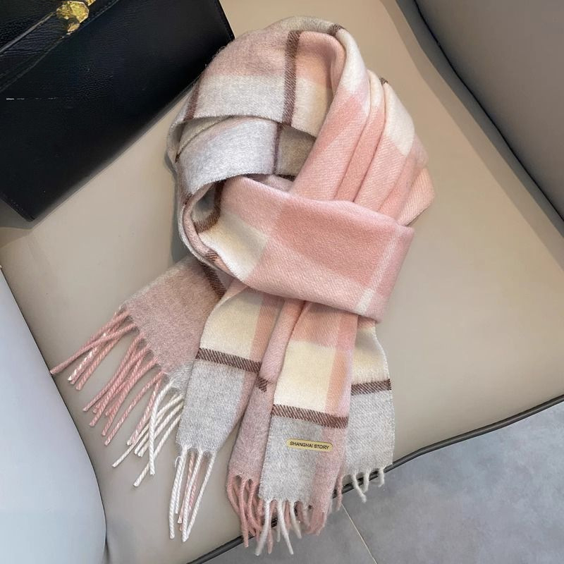 Sieviešu vilnas šalle, raksts ar kvadrātiņu rakstu, tīra vilna, pavasaris