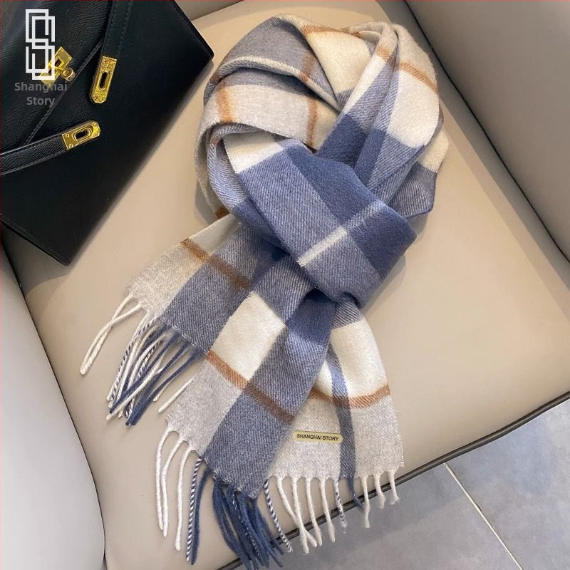 Sieviešu vilnas šalle, raksts ar kvadrātiņu rakstu, tīra vilna, pavasaris