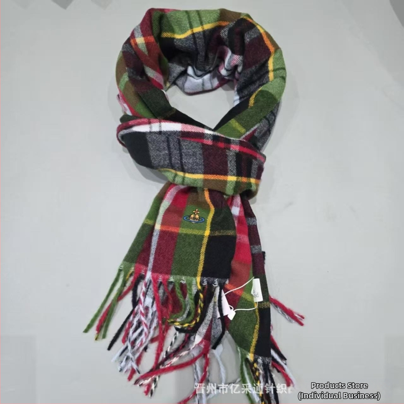 Kašmira šalle ar rakstu kvadrātiņos, silts kakla šalle ar pūkām, izcelsme Guangzhou, 2025. gada pavasara izlaidums