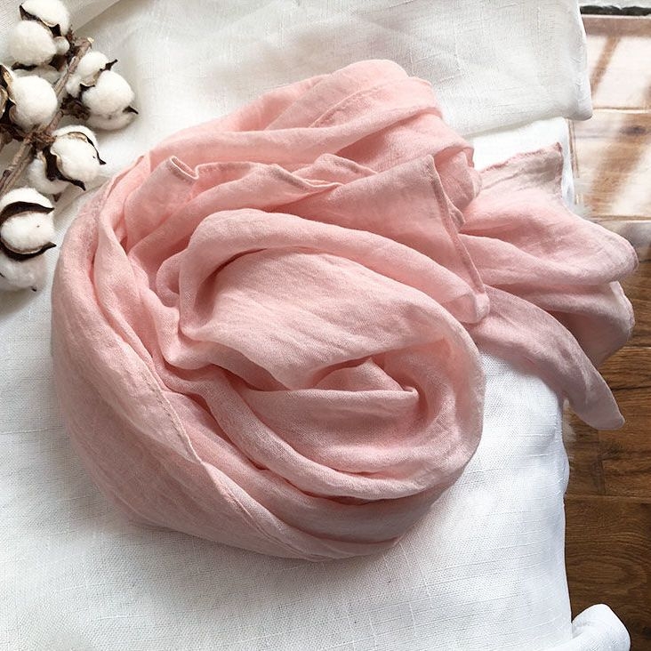 Šalle no kokvilnas un lina, Korejas stila, vienkrāsaina, pavasara sezona, izlaista 2021. gada vasarā