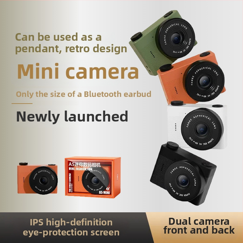 Cameră digitală compactă cu cameră frontală și din spate duală, ecran LCD de 2,4 inci, stocare pe card TF, înregistrare video și fotografiere, autonomie baterie peste 5 ore