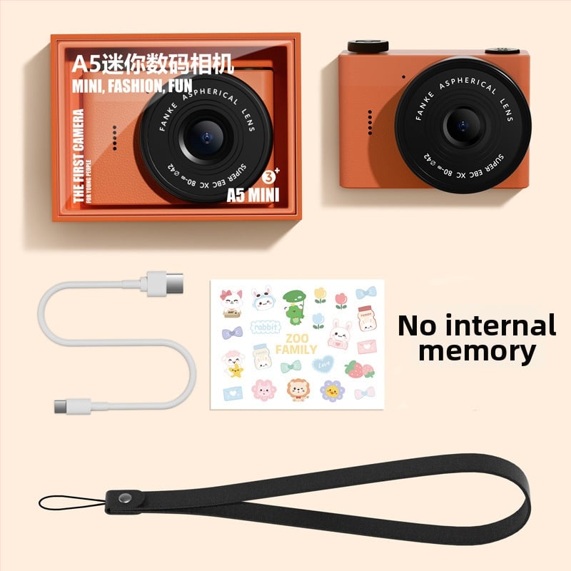 Cameră digitală compactă cu cameră frontală și din spate duală, ecran LCD de 2,4 inci, stocare pe card TF, înregistrare video și fotografiere, autonomie baterie peste 5 ore