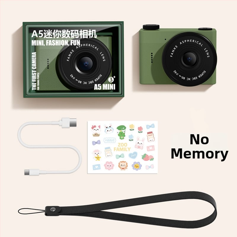 Cameră digitală compactă cu cameră frontală și din spate duală, ecran LCD de 2,4 inci, stocare pe card TF, înregistrare video și fotografiere, autonomie baterie peste 5 ore