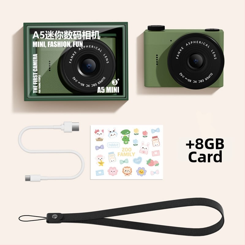 Cameră digitală compactă cu cameră frontală și din spate duală, ecran LCD de 2,4 inci, stocare pe card TF, înregistrare video și fotografiere, autonomie baterie peste 5 ore