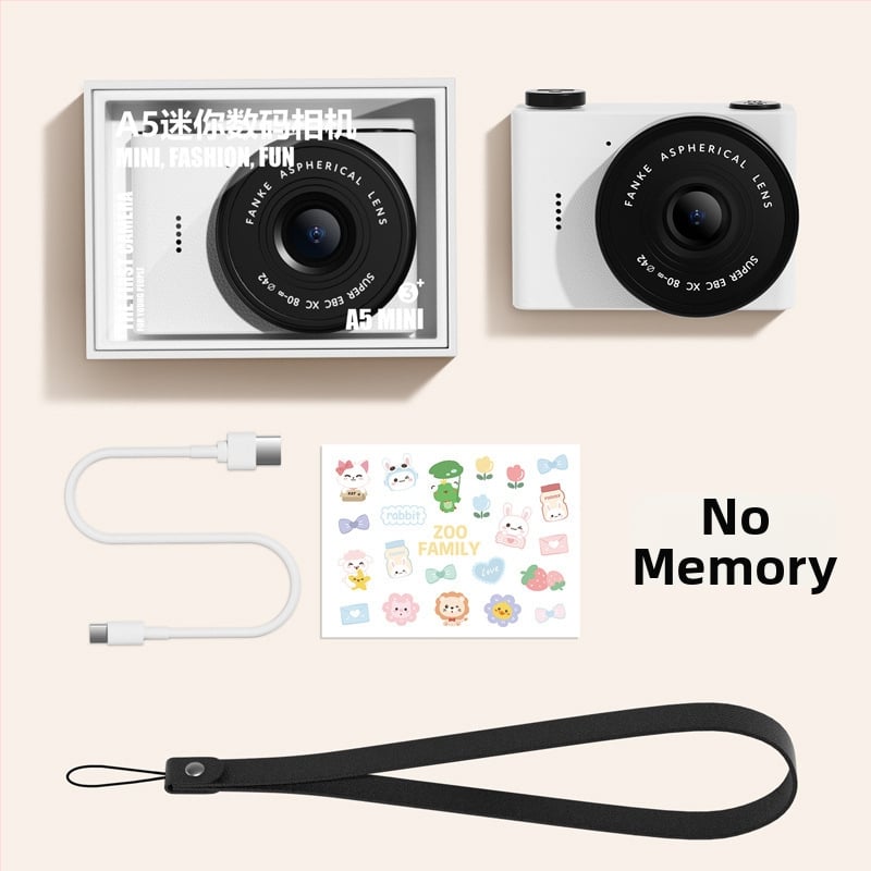 Cameră digitală compactă cu cameră frontală și din spate duală, ecran LCD de 2,4 inci, stocare pe card TF, înregistrare video și fotografiere, autonomie baterie peste 5 ore