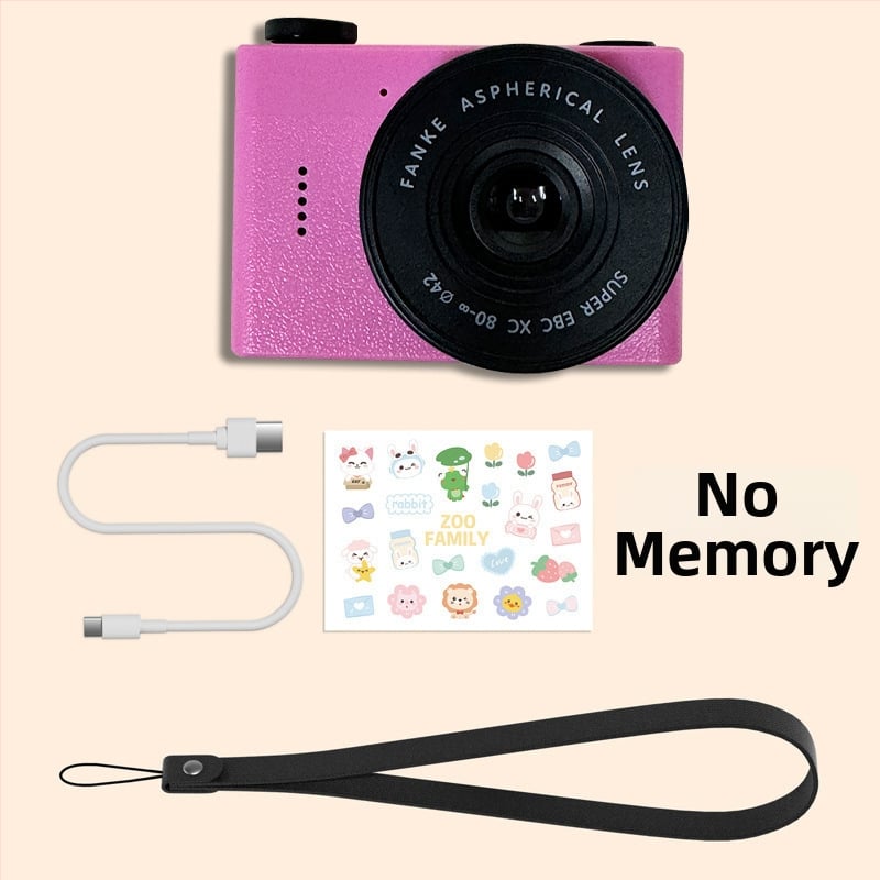 Cameră digitală compactă cu cameră frontală și din spate duală, ecran LCD de 2,4 inci, stocare pe card TF, înregistrare video și fotografiere, autonomie baterie peste 5 ore