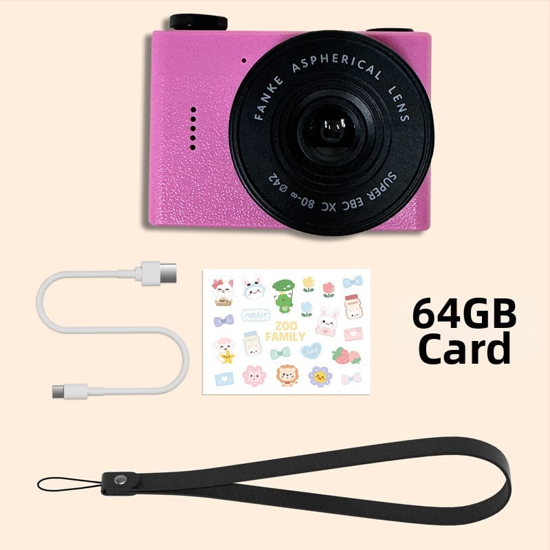 Cameră digitală compactă cu cameră frontală și din spate duală, ecran LCD de 2,4 inci, stocare pe card TF, înregistrare video și fotografiere, autonomie baterie peste 5 ore