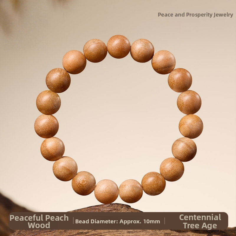 Virsikpuust käevõru 108 helmiga, budistlikud helmed, etnilise stiiliga, poleeritud viimistlus, poolkäsitsi ja poolmasinaga töödeldud