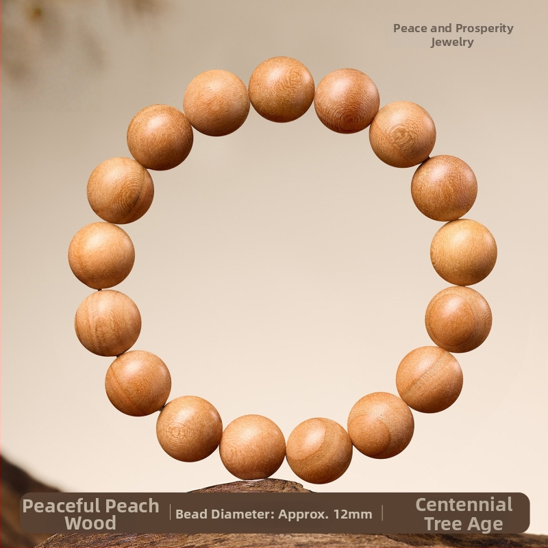 Virsikpuust käevõru 108 helmiga, budistlikud helmed, etnilise stiiliga, poleeritud viimistlus, poolkäsitsi ja poolmasinaga töödeldud