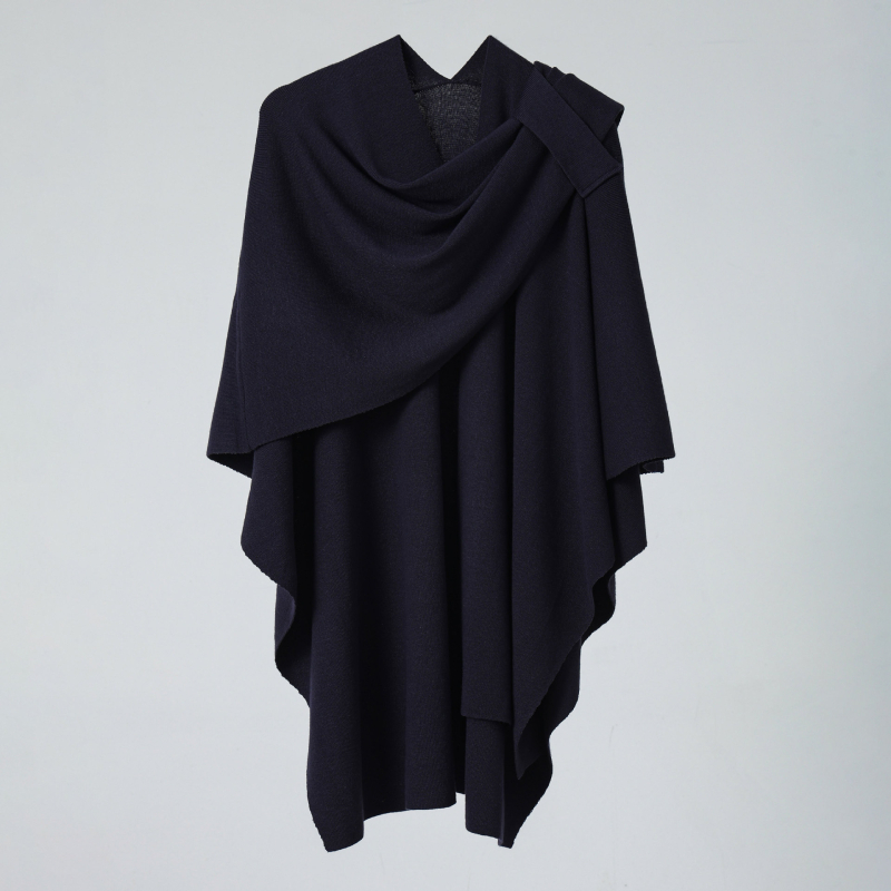Pleteni šal s bočnim remenom, monohromatski dizajn, materijal: core yarn, tkanina: ravno pletenje, topao, svestran stil