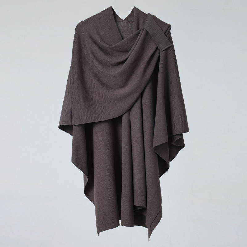 Pleteni šal s bočnim remenom, monohromatski dizajn, materijal: core yarn, tkanina: ravno pletenje, topao, svestran stil