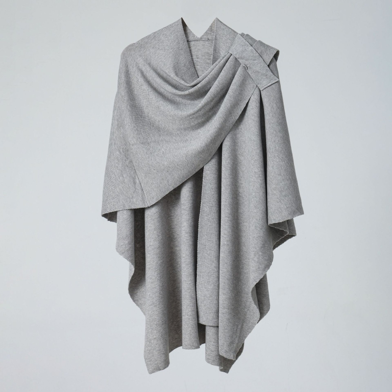 Pleteni šal s bočnim remenom, monohromatski dizajn, materijal: core yarn, tkanina: ravno pletenje, topao, svestran stil