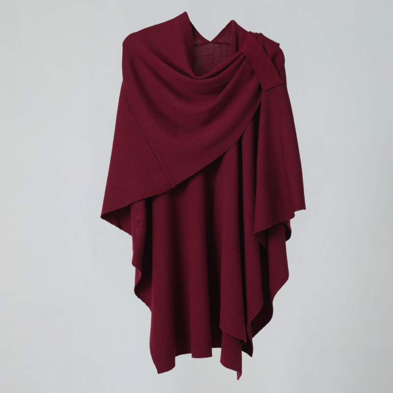 Pleteni šal s bočnim remenom, monohromatski dizajn, materijal: core yarn, tkanina: ravno pletenje, topao, svestran stil