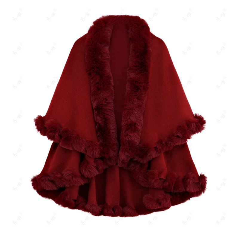 Γυναικεία πλεκτή κάπα-μάντης με jacquard ύφανση και μονοχρωμο σχέδιο (ακρυλικό/τεχνητή μαλλί· κατάλληλη για χειμώνα, άνοιξη, φθινόπωρο; διατηρεί τη θερμότητα)