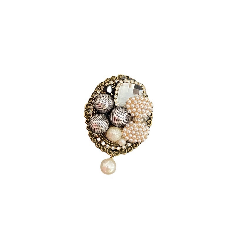 Retro Prantsuse stiilis pärlbroš, elegantne naiste aksessuaar