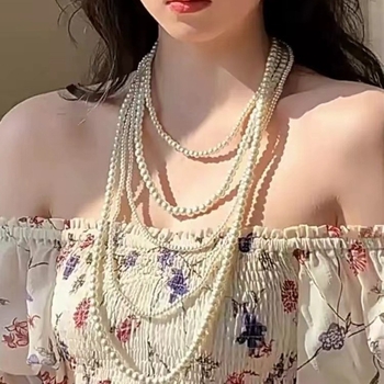 Garš pulovera kaklarota no cinka sakausējuma, ģeometrisks daudzslāņu dizains sievietēm (feja stils)