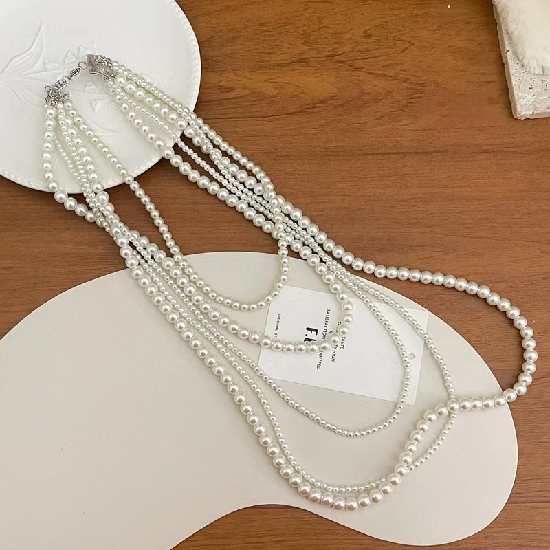 Garš pulovera kaklarota no cinka sakausējuma, ģeometrisks daudzslāņu dizains sievietēm (feja stils)