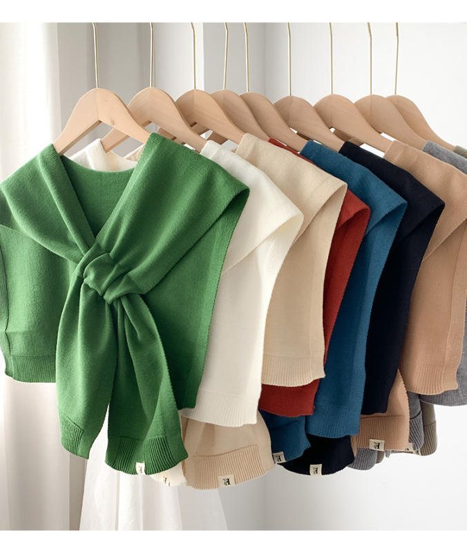 Ženski pleteni šal u korejskom stilu, jesen-zima, oversized šal s križnim pletenjem, modni vanjski komad, jednobojni šal