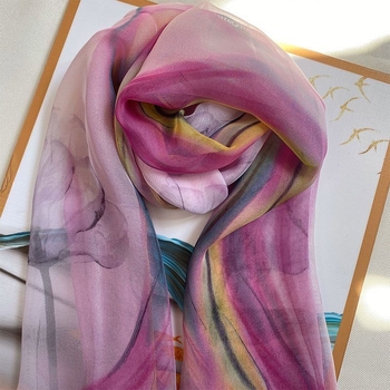 Γυναικείος φουλάρι από georgette για καλοκαίρι – ελαφρύ και κομψό, με εκτύπωση, προστασία από τον ήλιο, πολυχρηστικό στυλ