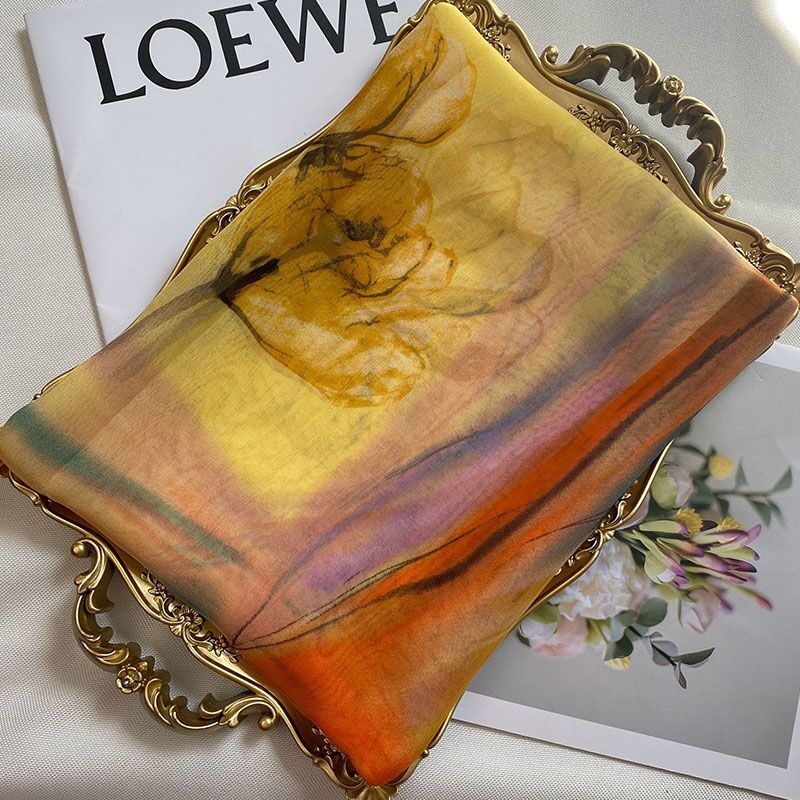 Γυναικείος φουλάρι από georgette για καλοκαίρι – ελαφρύ και κομψό, με εκτύπωση, προστασία από τον ήλιο, πολυχρηστικό στυλ