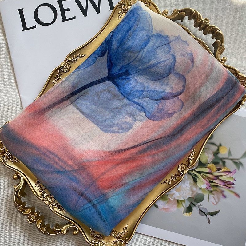 Γυναικείος φουλάρι από georgette για καλοκαίρι – ελαφρύ και κομψό, με εκτύπωση, προστασία από τον ήλιο, πολυχρηστικό στυλ