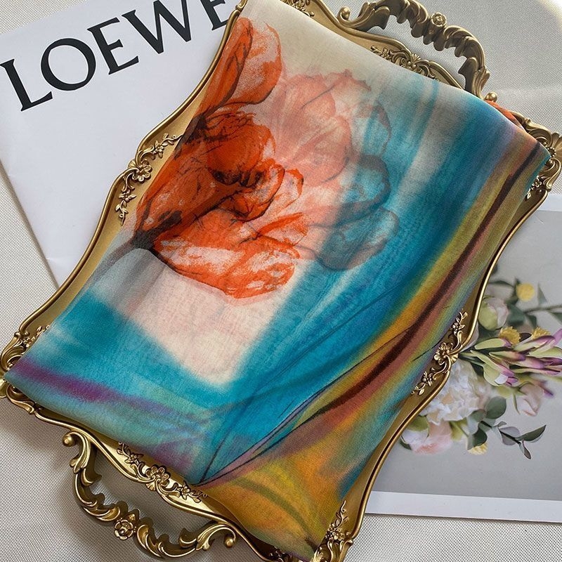 Γυναικείος φουλάρι από georgette για καλοκαίρι – ελαφρύ και κομψό, με εκτύπωση, προστασία από τον ήλιο, πολυχρηστικό στυλ