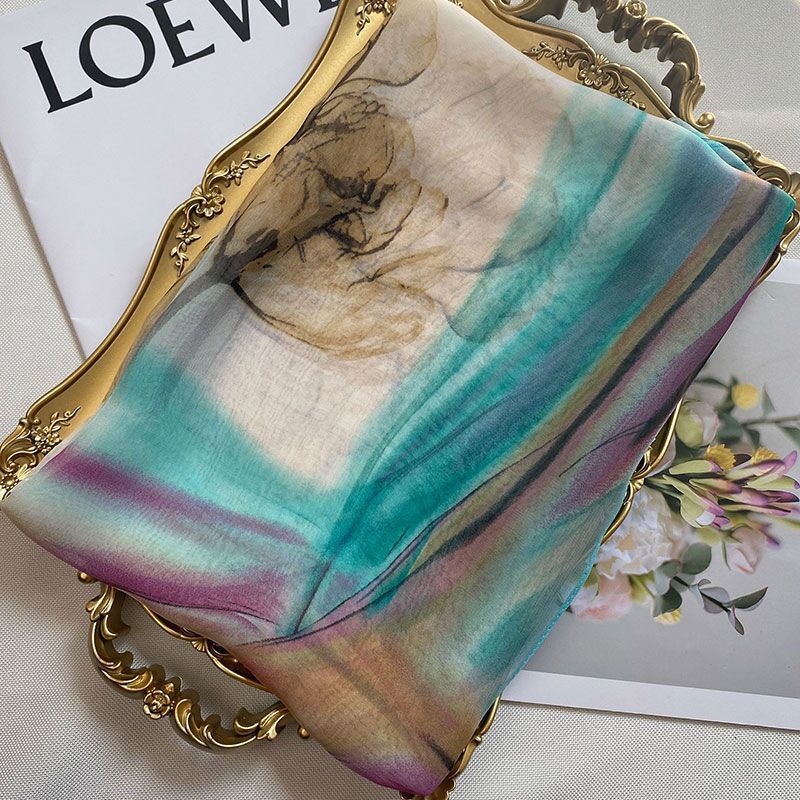 Γυναικείος φουλάρι από georgette για καλοκαίρι – ελαφρύ και κομψό, με εκτύπωση, προστασία από τον ήλιο, πολυχρηστικό στυλ