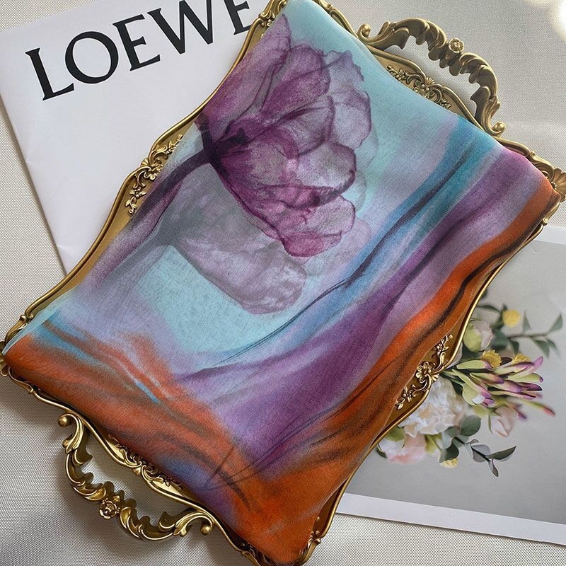 Γυναικείος φουλάρι από georgette για καλοκαίρι – ελαφρύ και κομψό, με εκτύπωση, προστασία από τον ήλιο, πολυχρηστικό στυλ