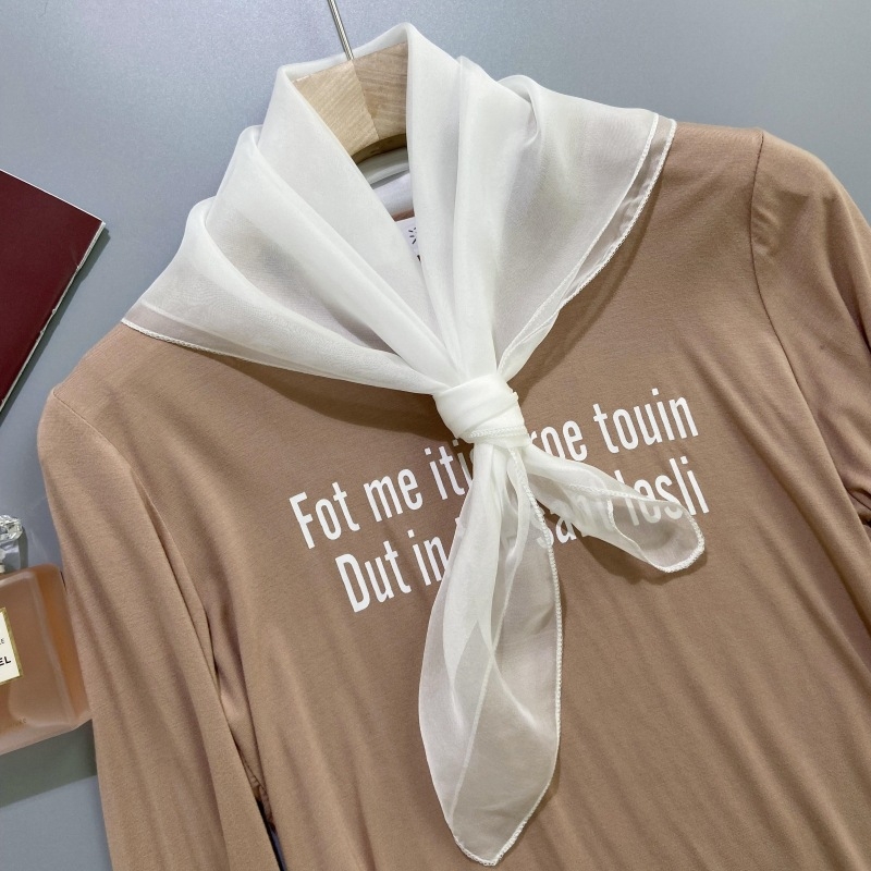 Šal od 100% svile — mali kvadratni šal, tkanje: obična tkanina, obrada tie-dye, ljetni stil, svježi i slatki