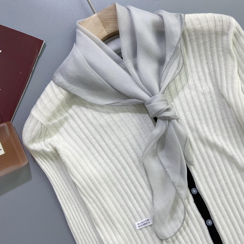 Šal od 100% svile — mali kvadratni šal, tkanje: obična tkanina, obrada tie-dye, ljetni stil, svježi i slatki