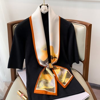 Γυναικείος φουλάρι από συνθετικό μετάξι, διπλής χρήσης ως λαστιχάκι μαλλιών και φουλάρι λαιμού, απλή ύφανση, μεσαίου μήκους, Καλοκαίρι 2021.