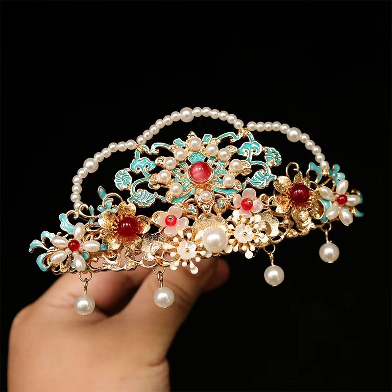 Lydinio plaukų karūna, senovinis stilius, gėlių forma, rankų darbo, unisex galvos aksesuaras