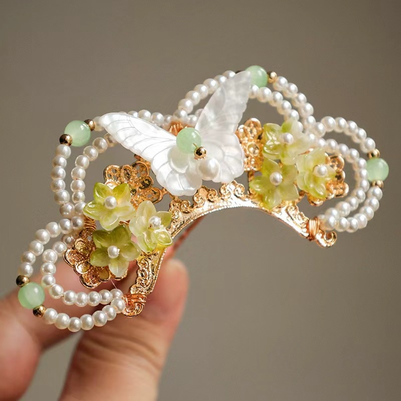 Lydinio plaukų karūna, senovinis stilius, gėlių forma, rankų darbo, unisex galvos aksesuaras