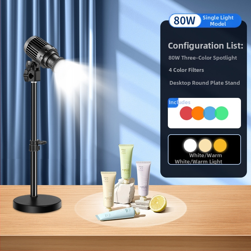 Datora juvelierizstrādājumu un tiešraides studijas prožektors fotografēšanai – apgaismojums fotogrāfijām, 80W, 220V, modelis YG-666, Yu guang