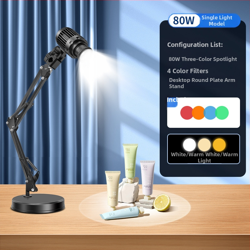 Datora juvelierizstrādājumu un tiešraides studijas prožektors fotografēšanai – apgaismojums fotogrāfijām, 80W, 220V, modelis YG-666, Yu guang