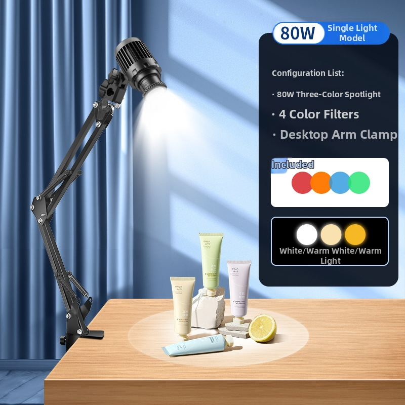 Datora juvelierizstrādājumu un tiešraides studijas prožektors fotografēšanai – apgaismojums fotogrāfijām, 80W, 220V, modelis YG-666, Yu guang