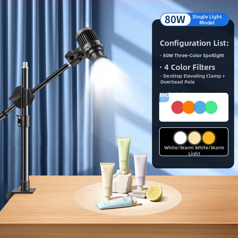 Datora juvelierizstrādājumu un tiešraides studijas prožektors fotografēšanai – apgaismojums fotogrāfijām, 80W, 220V, modelis YG-666, Yu guang