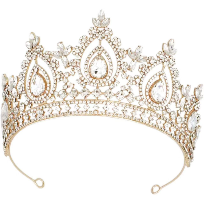 Vjenčana barokna tiara od legure s bijelim kristalima, elektroplatiranje, proljeće 2025