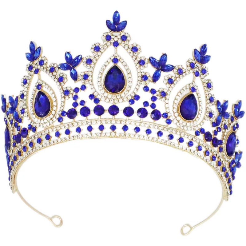 Vjenčana barokna tiara od legure s bijelim kristalima, elektroplatiranje, proljeće 2025