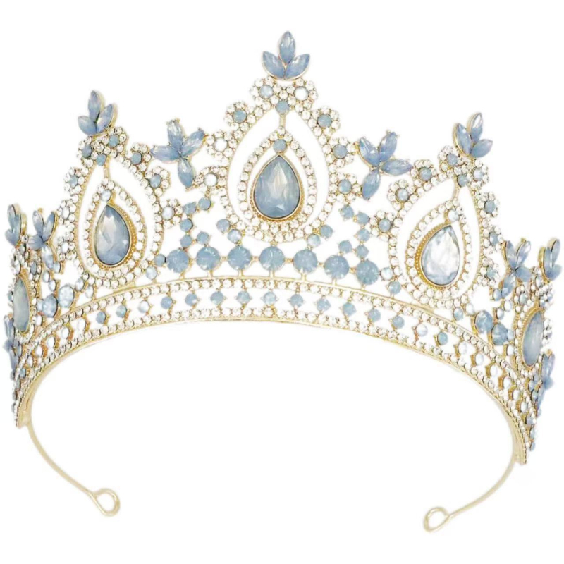 Vjenčana barokna tiara od legure s bijelim kristalima, elektroplatiranje, proljeće 2025