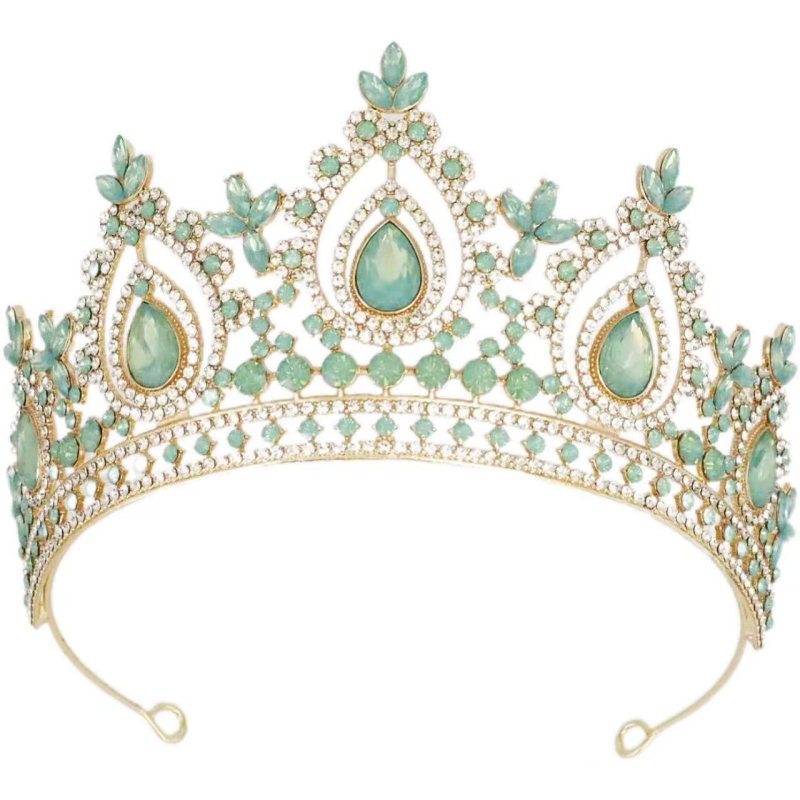 Vjenčana barokna tiara od legure s bijelim kristalima, elektroplatiranje, proljeće 2025