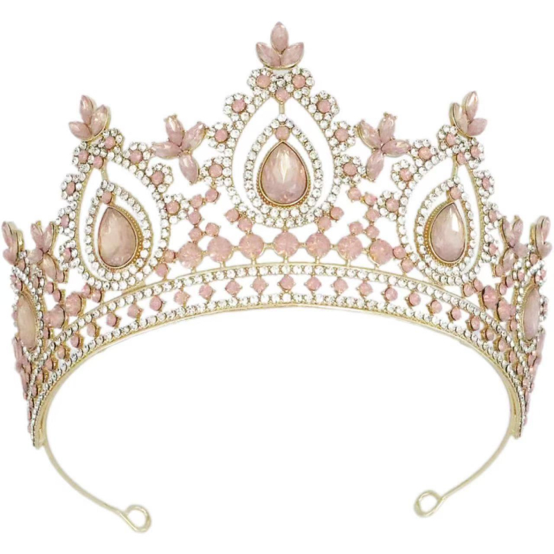Vjenčana barokna tiara od legure s bijelim kristalima, elektroplatiranje, proljeće 2025
